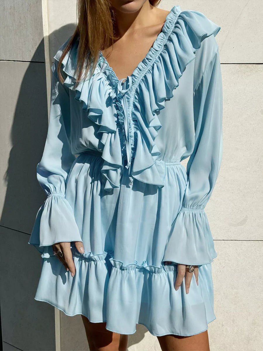 White mini dress with mini and tie