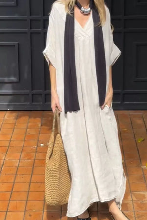 White Full Size V-neck Maxi Dress Plus Size