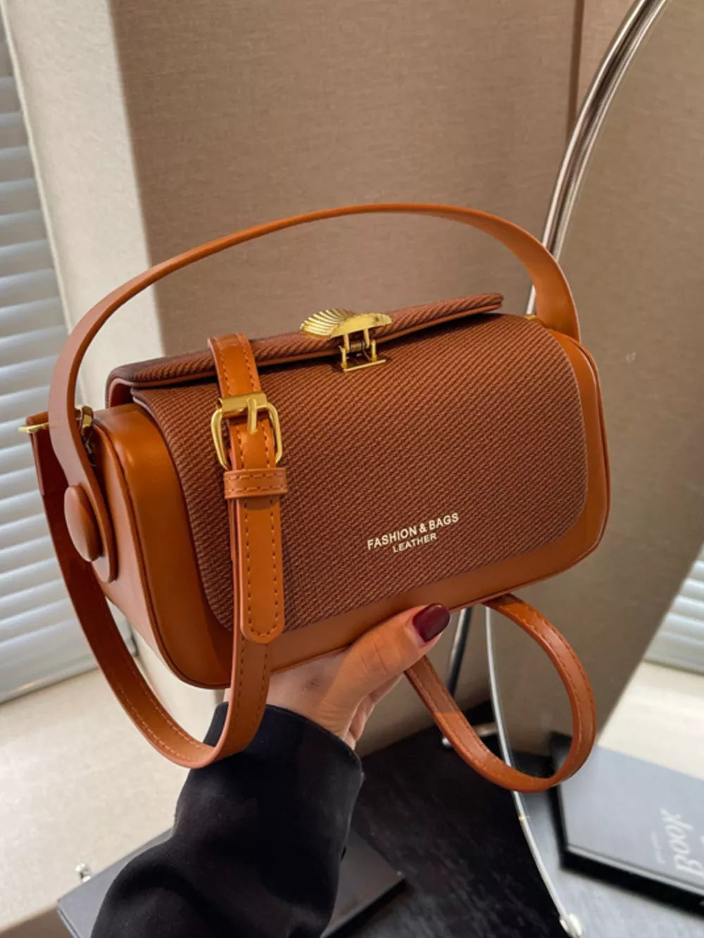 Brown Adjustable Strap Crossbody Bag