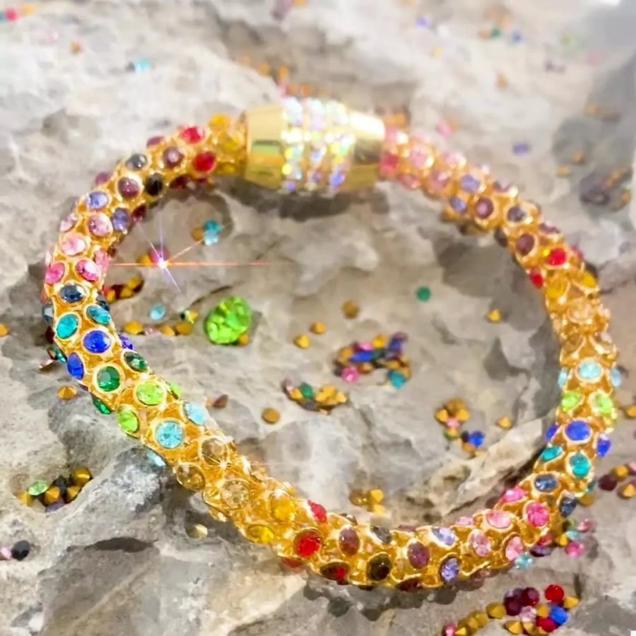 18K Gold-Plated,Crystal,Copper Care instructions: Avoid wearing during exercise, bracelet in multi-colored with bracelet