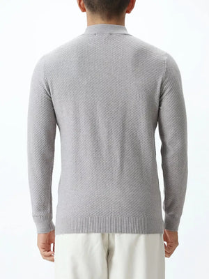 mock neck sweater in Dark Gray with geometric and plus-size
