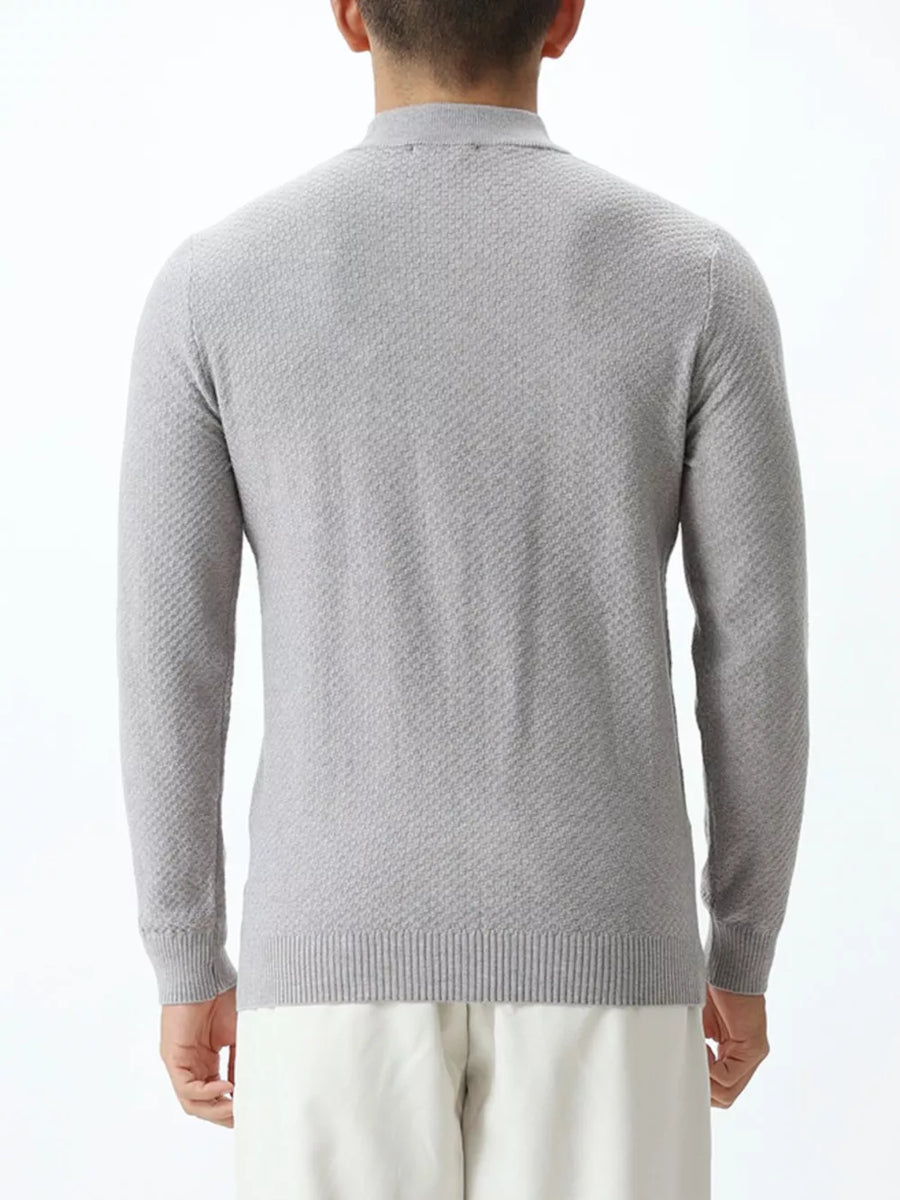 mock neck sweater in Dark Gray with geometric and plus-size