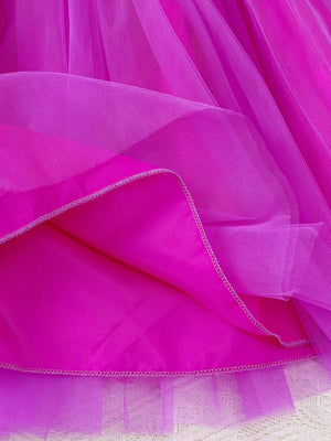 magenta mini dress with tassel and sleeveless