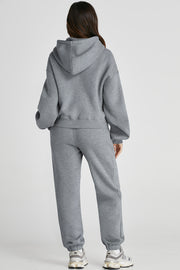 Gray Relaxed Fit Lounge Set with Pockets