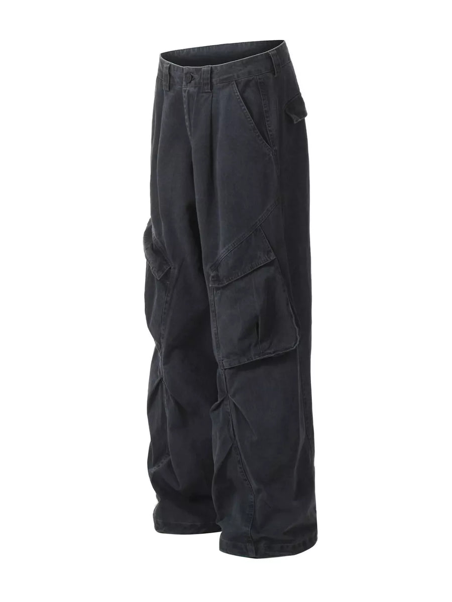 Haze Gray cargo sweatpants with multiple utility pockets and a relaxed fit.