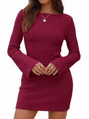 sweater dress featuring ribbed in Apricot with 100% polyester Care instructions: Machine wash cold texture