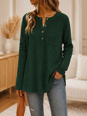 Black relaxed henley with henley