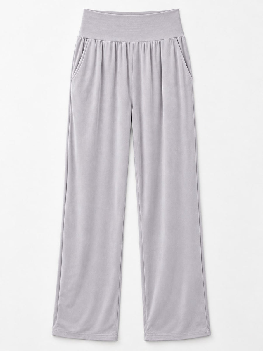 Pocketed High-Waisted Wide-Leg Pants in Light Coffee with pocketed