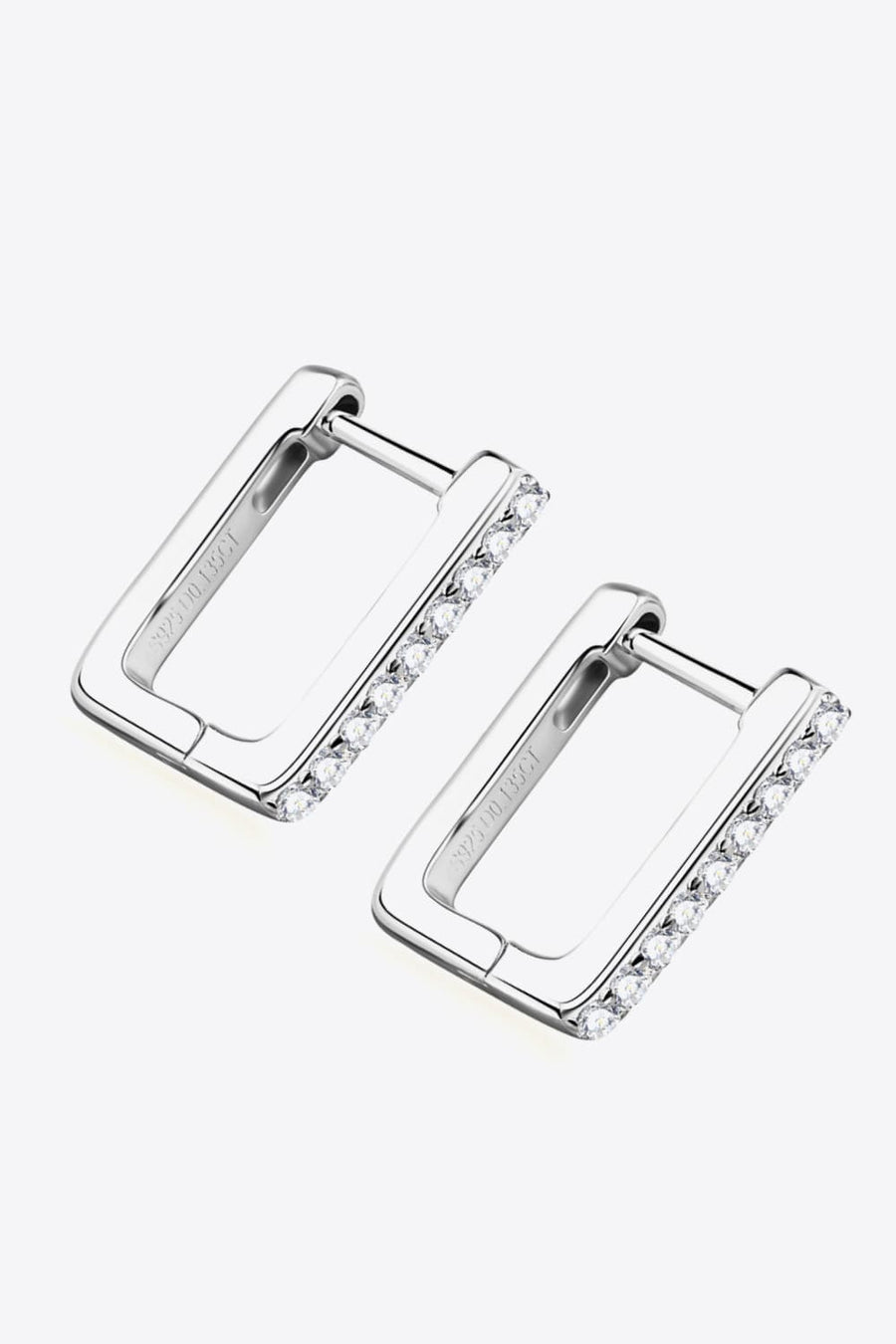 Silver pavé square hoop earrings with cubic zirconia detail