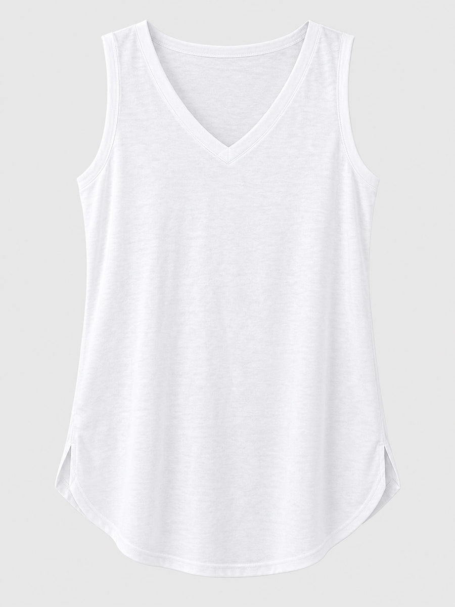V-Neck Casual Loose Fit Tank Top in Yellow with relaxed fit