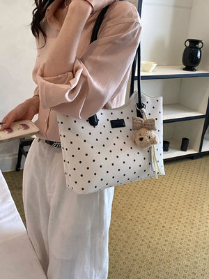 Gray with Polka Dot Shoulder Bag in Gray