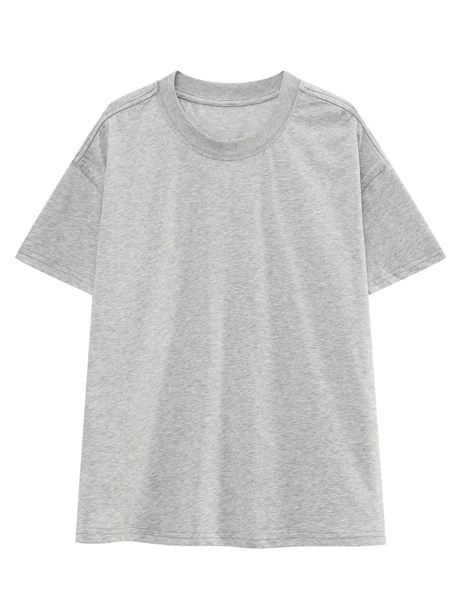 Classic relaxed fit men's cotton t-shirt in light gray with crew neck.