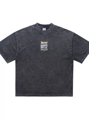 Men's Vintage Washed Cassette Tape T-shirt in French Blue