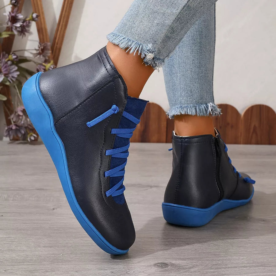 ankle boots in Red with lace-up and ankle-length