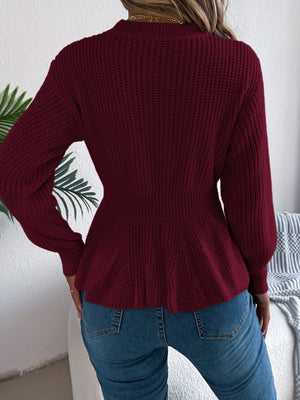 pullover sweater in blush pink with cable knit and cable-knit
