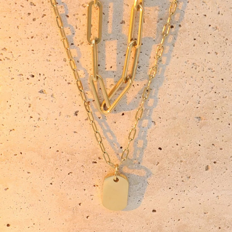 gold with necklace with double layered 9