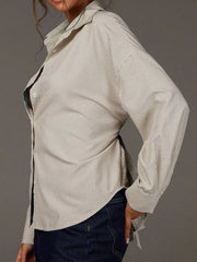 button-down shirt featuring striped in Blue with 50% viscose, 50% polyester Care instructions: Machine wash cold texture