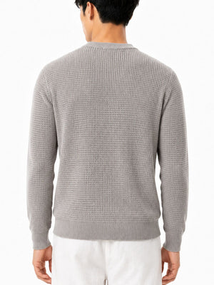 classic pullover sweater in White with crew neck