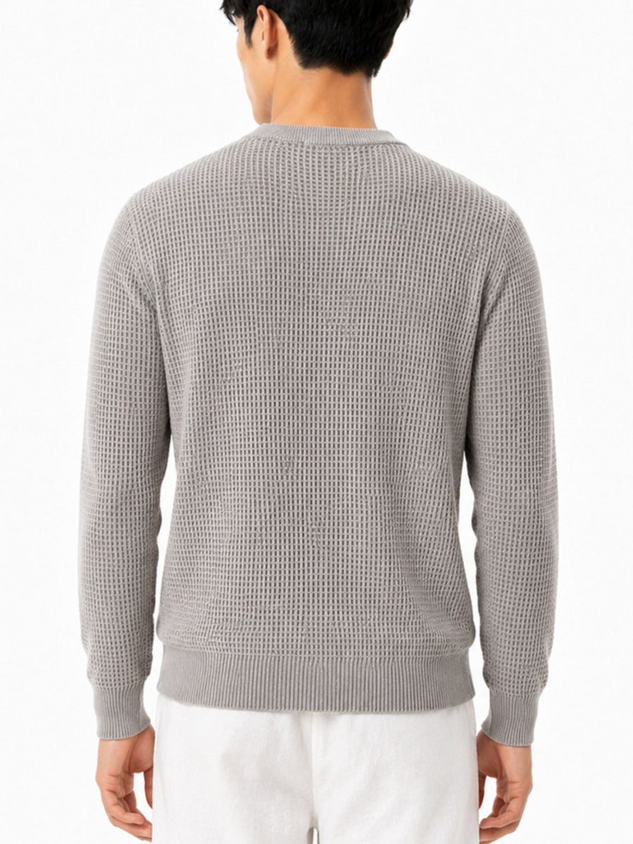 classic pullover sweater in White with crew neck
