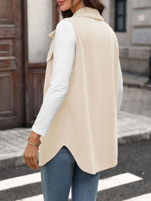 Black vest with pocketed and sleeveless