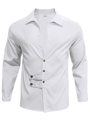 White long-sleeve men's casual shirt with button detail
