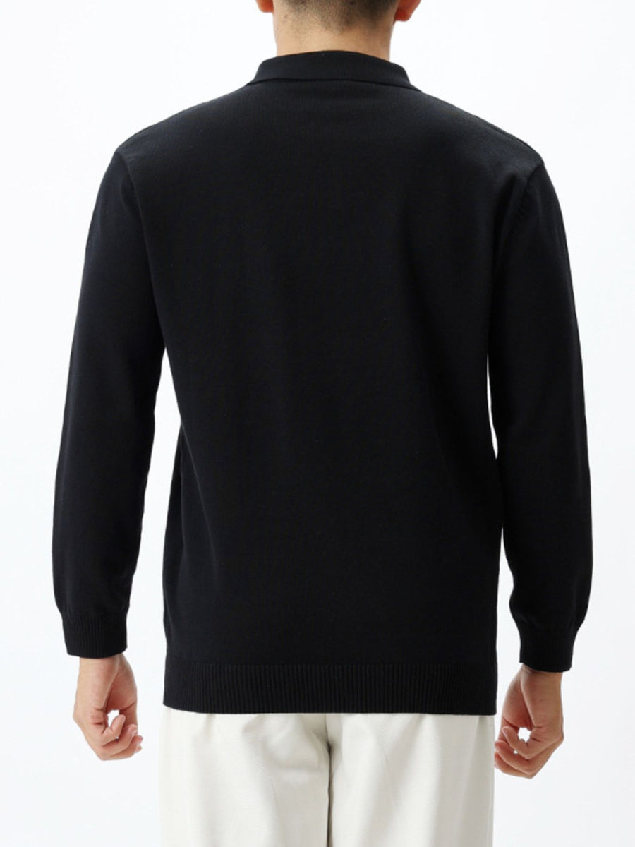 classic pullover sweater in charcoal gray with collared
