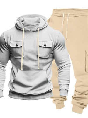 light gray relaxed tracksuit with hooded