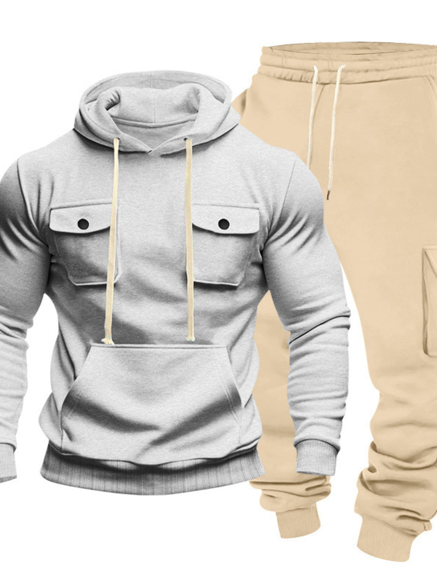 light gray relaxed tracksuit with hooded