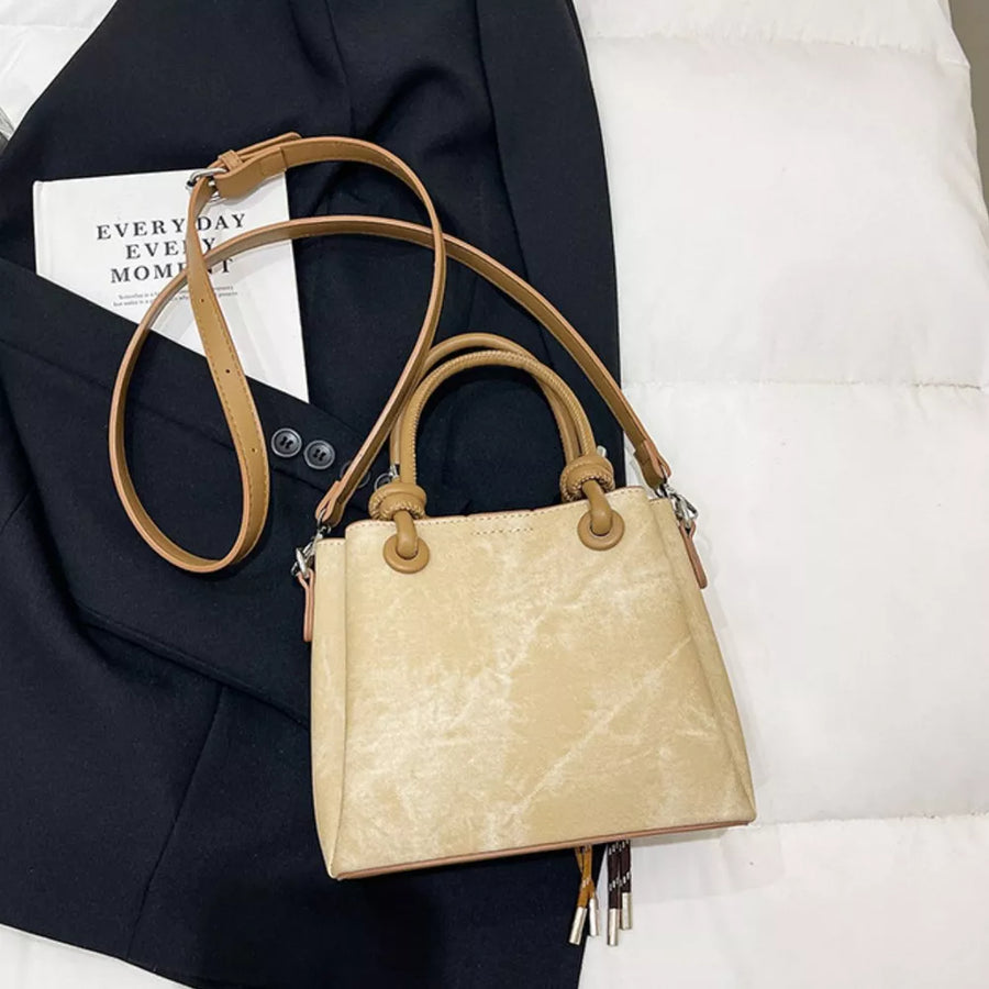 Brown with Pu Leather Crossbody Bag in Brown