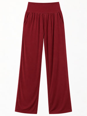 Pocketed High-Waisted Wide-Leg Pants in Light Pink with pocketed