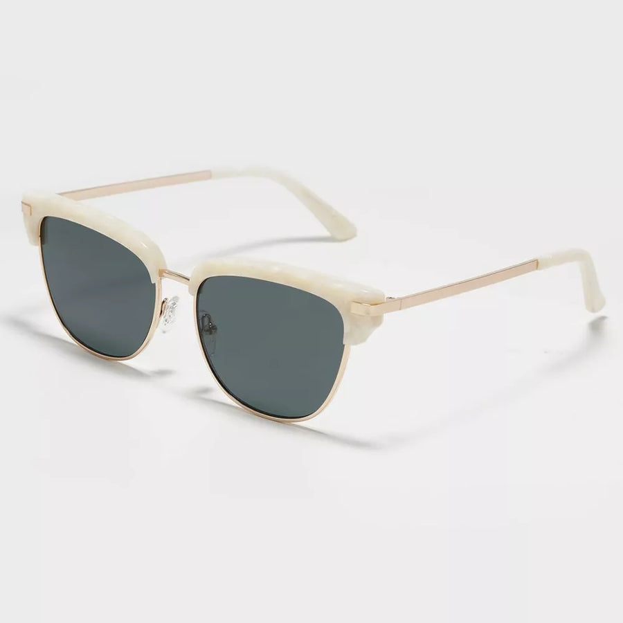 Black with Classic Clubmaster Sunglasses With Gold Accents in Black