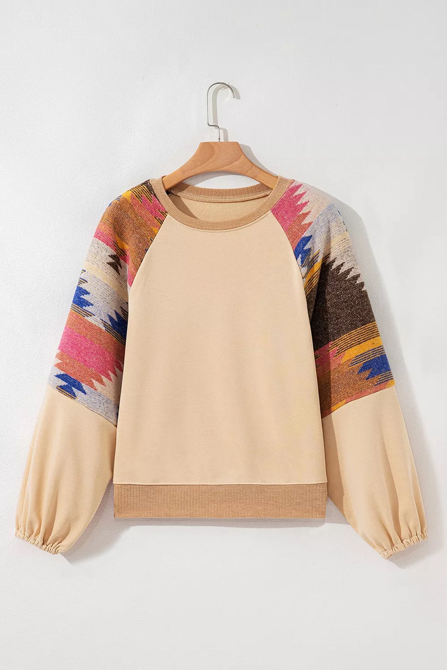 Sequined Rodeo Graphic Aztec Bubble Sleeve Sweatshirt option 5