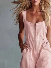 cotton jumpsuit in Pink with relaxed silhouette