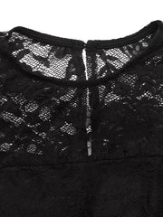 romantic mini dress in Black with round neck