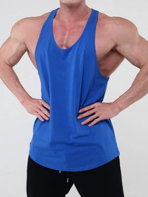 Royal Blue scoop neck workout tank top with a relaxed fit.