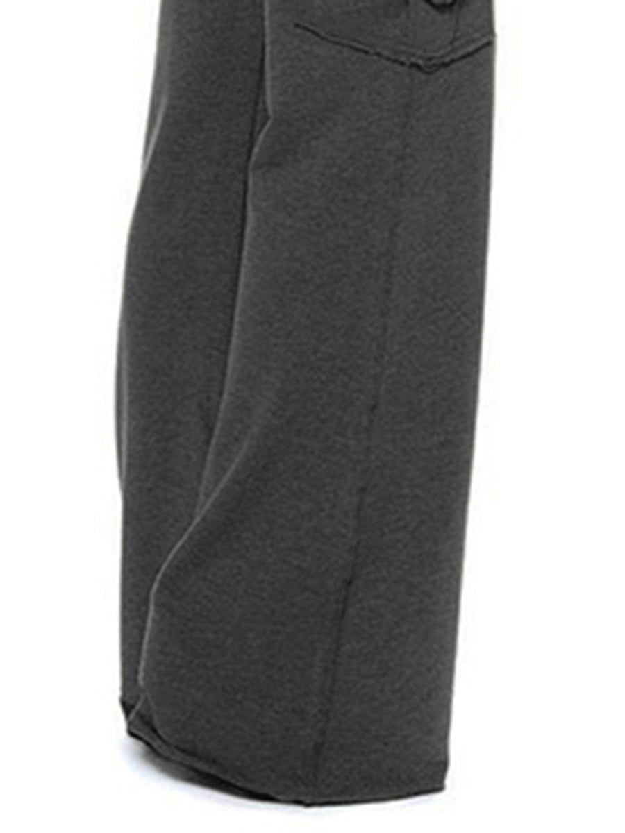 Black Cargo-Inspired Wide-Leg Drawstring Trousers