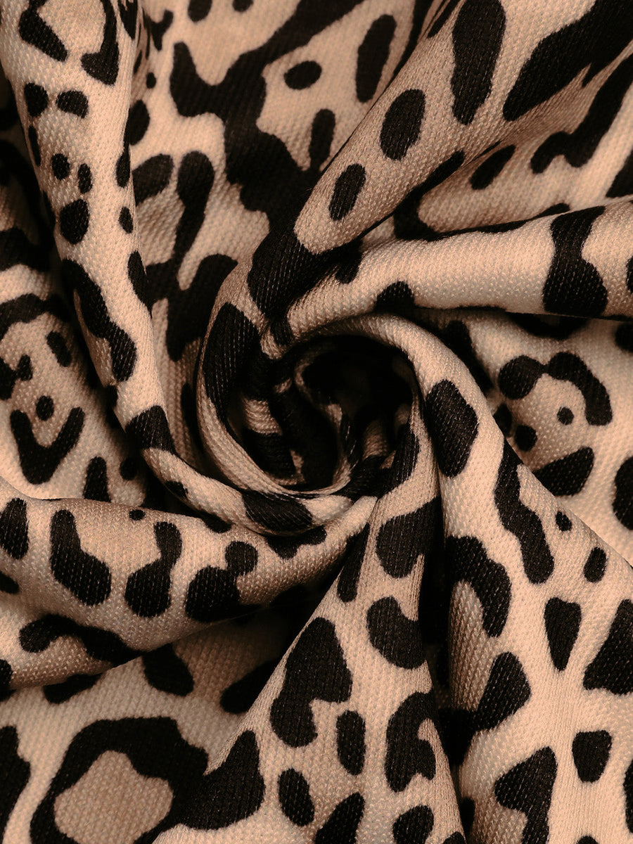 Tan Leopard Print Boxy Edge-Trim Jacket