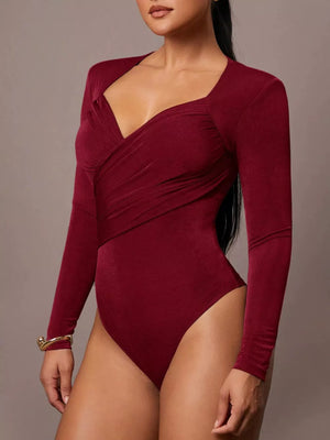 Khaki bodysuit with full-length and pullover