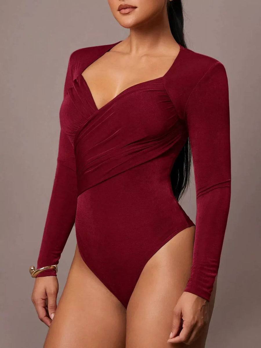 Khaki bodysuit with full-length and pullover