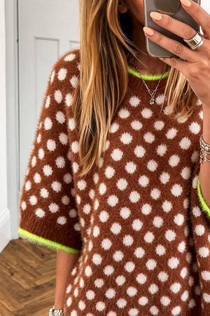 100% polyamide Care instructions: Machine wash cold pullover sweater in Caramel with relaxed silhouette