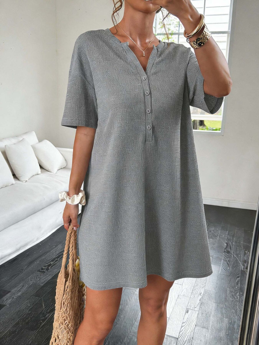 100% polyester Care instructions: Machine wash cold shirt dress in Grey with A-line silhouette