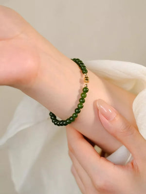 Agate Beaded Bracelet in Dark Green