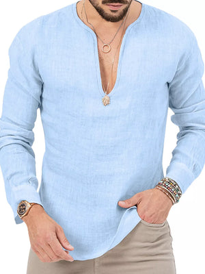 Men's Slim Fit Long Sleeve Blouse Plus Size in White, view 12