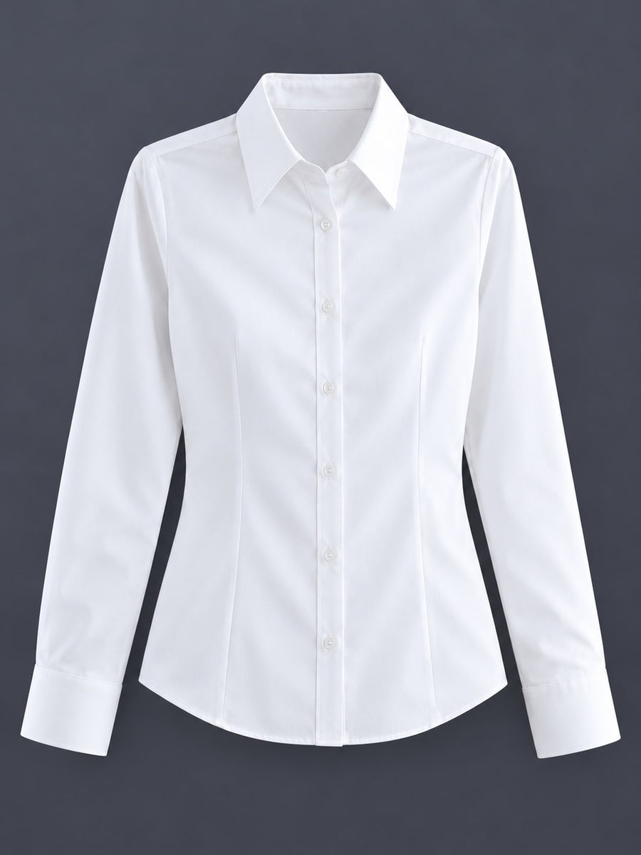 classic button-down shirt in White-Short Sleeve Anti-Gaping with collared