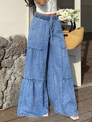 Wide Leg Tiered Jeans option 4