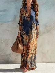 shirt dress in Blush Pink with ornate print and buttoned