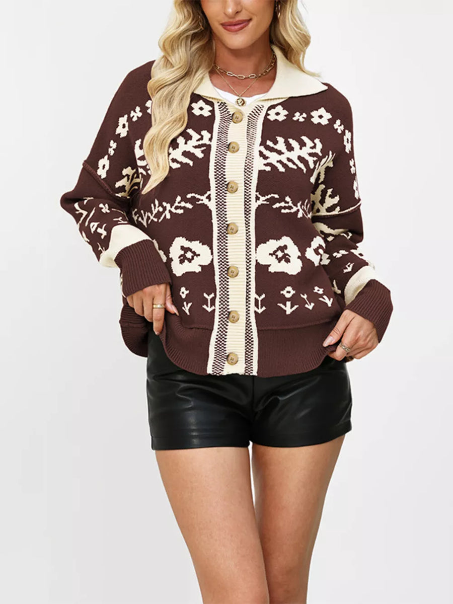 camel cardigan with seam detail and long sleeve