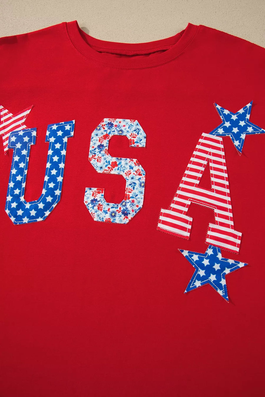 Patriotic Usa Embroidered Short Sleeve T-shirt option 7