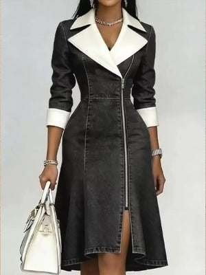 95%cotton,5%spandex Care instructions: Machine wash cold shirt dress in Black with fit-and-flare dress silhouette