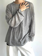 Black Men's Plus Size Heathered Long-sleeve T-shirt